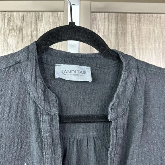 Banditas From Marseille Dress Size 2 Short Oversized Layered V Neckline Black - Picture 2 of 7